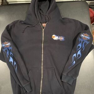 Harley-Davidson Black Hoodie with Silver Zipper